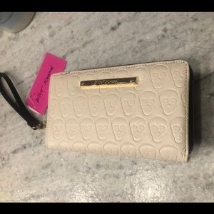 White / cream skull embossed Betsey Johnson wallet